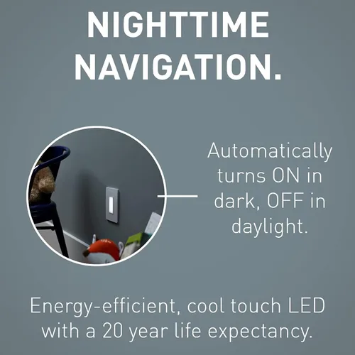 Miniatura 6 de Legrand NTLFULLWPW - Toma de luz nocturna LED radiante ajustable con placa de pared sin tornillos, luz nocturna para escaleras, luz de corte