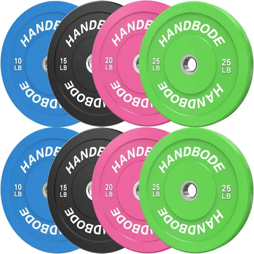 Miniatura 47 de HANDBODE Juego de discos de peso de 2 pulgadas de alto rebote, juego de discos olímpicos de 45/100/160/190/260/300 libras, juego de discos