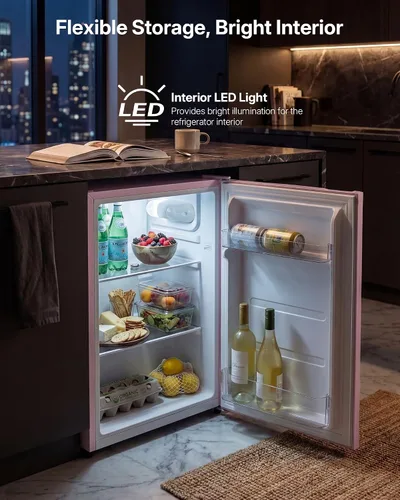 Miniatura 5 de Upstreman Mini refrigerador de 2.5 pies cúbicos, refrigerador pequeño de una sola puerta, refrigerador para dormitorio con 7 termostatos ajustables