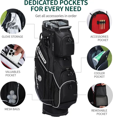 Miniatura 4 de Silent - Bolsa de golf para carrito de golf, bolsa de golf moldeada con separadores de longitud completa de 14 vías, bolsa de bolsillo refrigerante