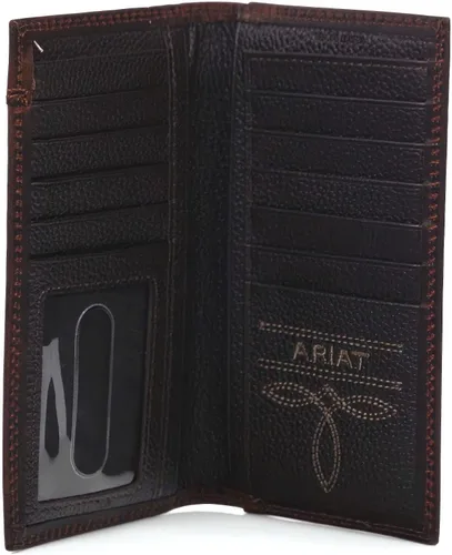 Miniatura 4 de ARIAT Western Wallet Mens Rodeo Center Bump Shield Marrón A3550002
