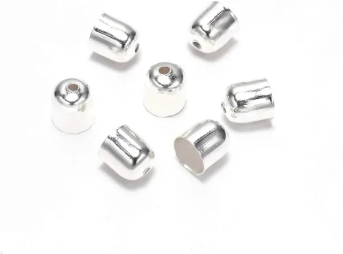Cordones de cuero con borlas, punta de extremo con hebilla, punta de extremo de fibra de gamuza de 0.314 a 0.472 pulgadas, tapas de cuentas de Plata
