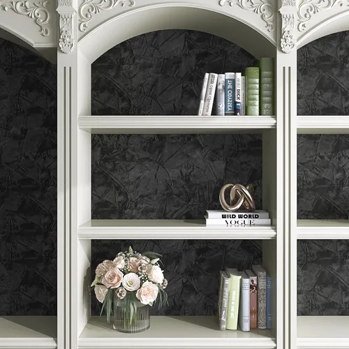 Miniatura 3 de LACHEERY Papel tapiz de terciopelo negro para despegar y pegar, papel tapiz autoadhesivo de terciopelo de tela negra, papel de pared para paredes