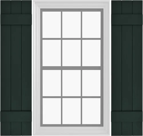 Miniatura 23 de Persianas de Vinilo Board & Batten (1 Par) 11"x31" (3-Tableros) - Negro Cosmos/Pintable Persianas Exteriores para Ventanas Incluye Herrajes