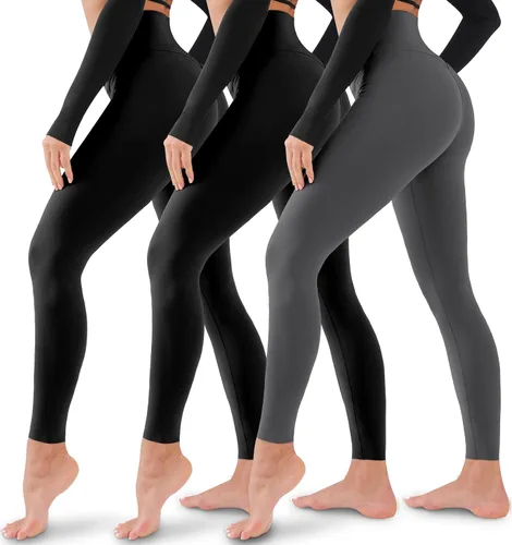 Paquete de 3 leggings para mujer, no se transparentan, cintura alta, control de abdomen, pantalones de yoga, entrenamiento, correr, leggings