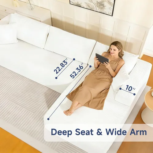 Miniatura 5 de Sofá modular Cloud 2026 de 108 pulgadas, sofá modular con asiento profundo, sofá modular con diván en forma de L, sofás modernos para sala de estar