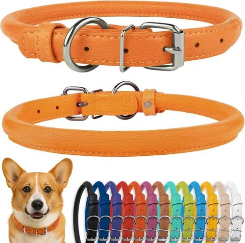 Miniatura 62 de CollarDirect Collar de perro con tachuelas, collares de cuero para mascotas para perros pequeños, medianos y grandes, acolchado suave, marrón, negro