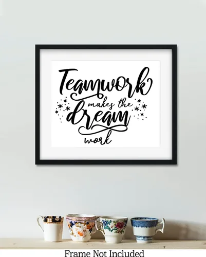 Miniatura 7 de Govivo Teamwork Makes The Dream Work - Impresión artística de pared con cita motivacional, impresión de decoración de pared, póster o lienzo