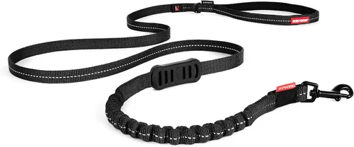 EzyDog Zero Shock LITE - Correa elástica para perros que tiran o excitan, doble asa y reflectante para perros medianos o pequeños (48 pulgadas, Negro