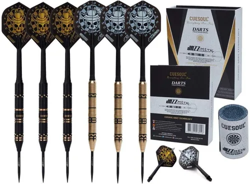 Miniatura 2 de CUESOUL Jazz-Metal - Juego de dardos de punta de acero de lujo de 0.74 oz/0.85 oz/0.92 oz con vuelos de dardos integrados AK5