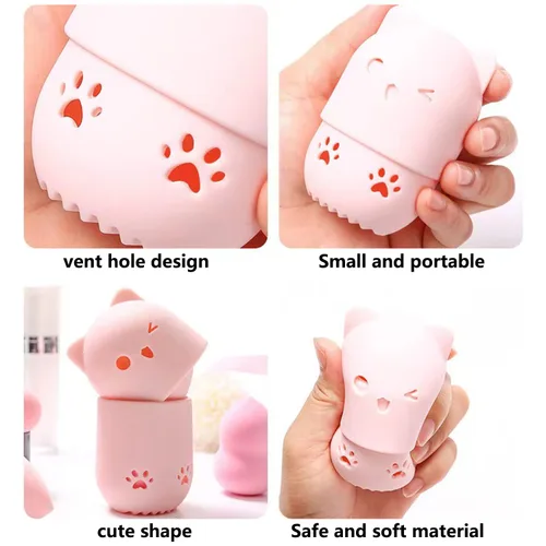 Miniatura 3 de MR LION Soporte para esponja de maquillaje + estuche de viaje para licuadora de maquillaje, soporte de secado y recipientes de almacenamiento