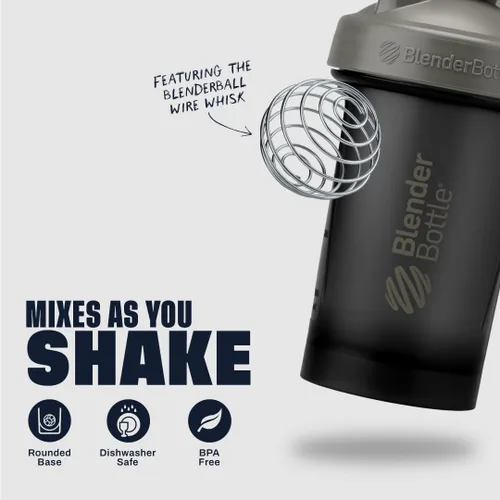 Miniatura 3 de BlenderBottle Classic V2 - Botella mezcladora perfecta para batidos de proteínas y preentrenamiento, 28 onzas, gris/negro, sombra negra