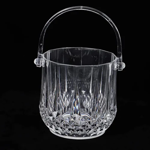 Miniatura 2 de Cubo de hielo de plástico, cubo de hielo acrílico transparente de 1.8 L con asa de transporte, enfriador de bebidas de vino champán para familias