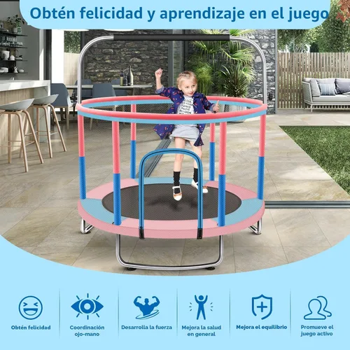 Miniatura 7 de 60" Toddler Trampoline for Kids, 5FT Adjustable Trampoline Indoor Outdoor with Enclosur Net, Mini Trampoline for Kids 3-10, 880lbs Capacity