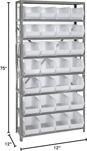 Miniatura 4 de Quantum QSBU-245BK Heavy Duty Shelving Unit with (7) Shelves and (24) QUS245 Black Bins for Garage Warehouse Storage Distribution 400 lb Load