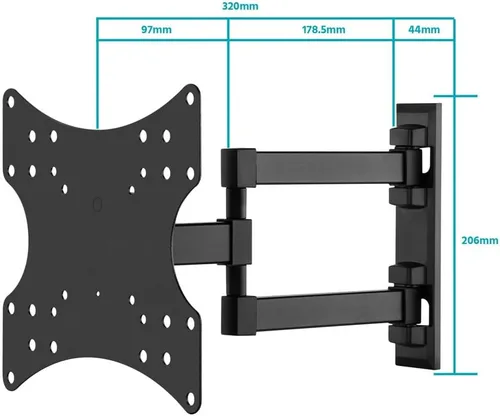 Miniatura 2 de Monoprice Soporte de pared para TV de movimiento completo prémium para televisores de 23" a 42" de hasta 44 libras, Max VESA 200x200, certificado UL