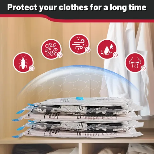 Miniatura 5 de Bolsas de almacenamiento al vacío UPGOGO con bomba eléctrica portátil, bolsas de sellado al vacío para ropa, bolsas de ahorro de espacio, bolsas
