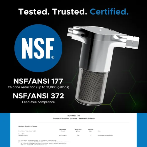 Miniatura 2 de Filtro de ducha Aquamonster ACF Certificado NSF para eliminación de cloro Vida útil larga de 21,000 galones Cuidado de la humedad para la piel