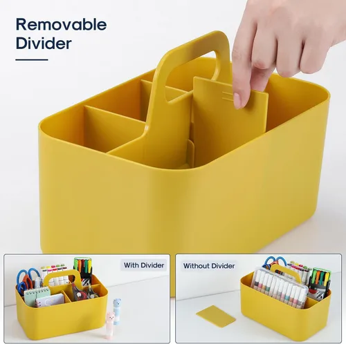Miniatura 6 de Organizador Caddy Multiusos con Asa - Contenedor Tote de Plástico Apilable - Suministros de Arte y Manualidades, Oficina, Escritorio, Papelería