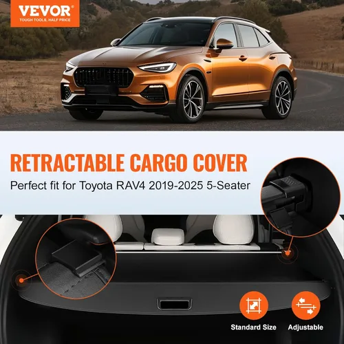 Miniatura 2 de VEVOR Cubierta retráctil para carga para Toyota, cubierta de seguridad para cajuela impermeable mejorada para Toyota RAV4 2019-2025 5 plazas