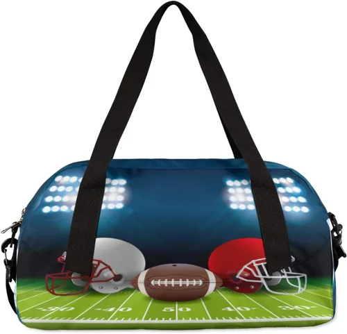Miniatura 4 de Bolsas de lona para niños y niñas, adolescentes, bolsa de gimnasio deportiva para fines de semana, viajes, gimnasia, baile, ballet, casco de fútbol