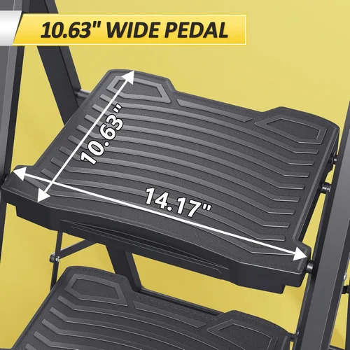 Miniatura 2 de KINGRACK - Escalera plegable de 4 escalones, escalera de 4 pasos con pedal ancho antideslizante y pasamanos, escalera doméstica ligera, aprueba