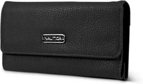 Miniatura 14 de Nautica Money Manager RFID - Cartera delgada y pequeña para mujer - Porta tarjetas de crédito con monedero y cartera con cremallera, organizador