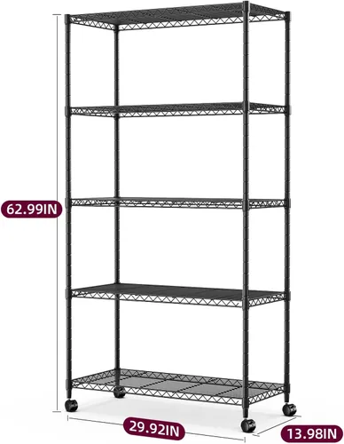 Miniatura 3 de Simple Deluxe - Estantería de almacenamiento resistente de 5 niveles, capacidad de carga de 1250 libras, 29.92" de ancho x 13.98" de profundidad x