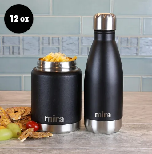 Miniatura 7 de MIRA Botella de agua aislada de 12 onzas – Termo delgado de acero inoxidable en forma de cola – Frasco caliente y frío de doble pared