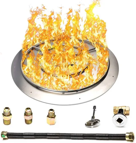 Miniatura 29 de Kit de quemador de acero inoxidable y anillo Pro con encendido por chispa para fogatas de gas natural, sartén de 36 pulgadas, anillo de quemador