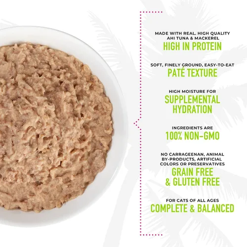 Miniatura 6 de Tiki Cat Luau Pâté, receta de atún y caballa Ahi en consumo de atún, nutrición equilibrada sin granos, comida enlatada húmeda para gatos, para todas