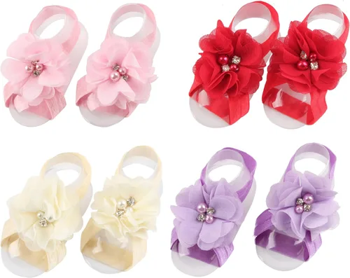 Miniatura 3 de Elesa Miracle - Sandalias descalzas para bebé con perlas Rhinstone