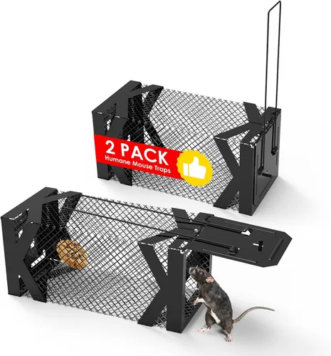 Miniatura 19 de TeqHome Trampa de jaula humana para ratas de 2 puertas, jaula de metal para animales vivos, pequeñas jaulas para roedores de liberación de capturas