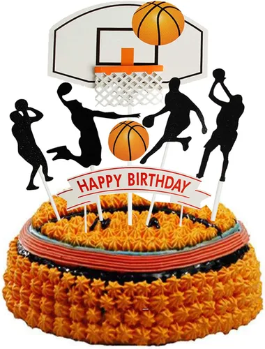 Juego de 7 letras de baloncesto DIY feliz cumpleaños para niño pastel decoración de fiesta de pasteles deportes suministros de fiesta