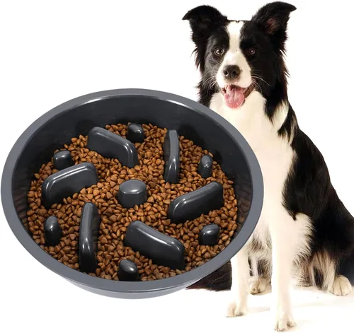 Miniatura 14 de JASGOOD Comedero lento para perros, cuenco de rompecabezas reducido para comederos elevados de mascotas, cuenco interactivo de repuesto elevado