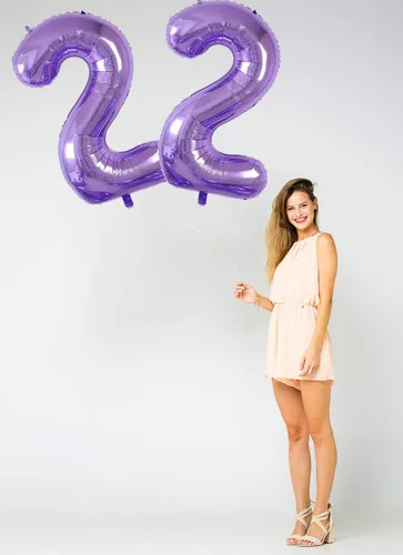Miniatura 3 de Globos grandes de Mylar con el número 22 de 40 pulgadas para decoraciones de fiesta de cumpleaños de 22 o 2 años, suministros para fiestas
