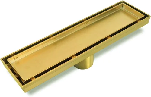 Miniatura 6 de Neodrain Drenaje de ducha lineal de 12 pulgadas dorado, cubierta plana y de inserción de azulejos 2 en 1, desagüe lineal de acero inoxidable
