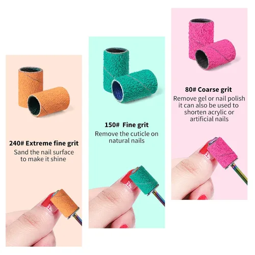 Miniatura 2 de Bandas de lijado para taladro de uñas, piezas de lijado para taladro de uñas KOYOPEPI 210 piezas, bandas de lijado de grano grueso y fino