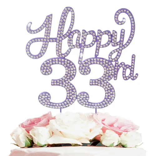 Miniatura 144 de LASKYER Decoración de feliz cumpleaños número 10, decoración de pastel de diamantes de imitación dorados de 10º cumpleaños – Letrero de metal