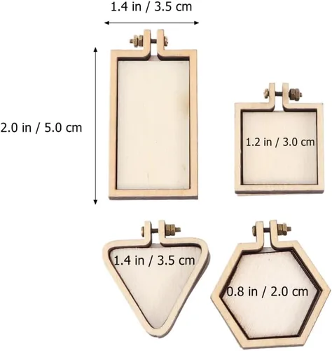 Miniatura 4 de FOMIYES Mini aro de madera para bordar, marco redondo de 2 pulgadas para bricolaje, joyería, colgante, manualidades, llavero y proyectos de punto