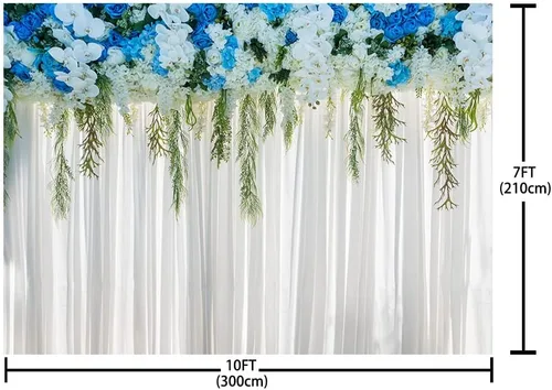 Miniatura 5 de Sendy Cortinas de fondo de pared de flores blancas de 10 x 7 pies para fiestas, fondo de fotografía, boda, despedida de soltera, baby shower
