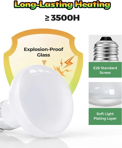 Miniatura 3 de Lámpara de calor para reptiles, simulación de luz solar natural, paquete de 2 bombillas de calor de 100 W para anfibios de 100 W, para reptiles