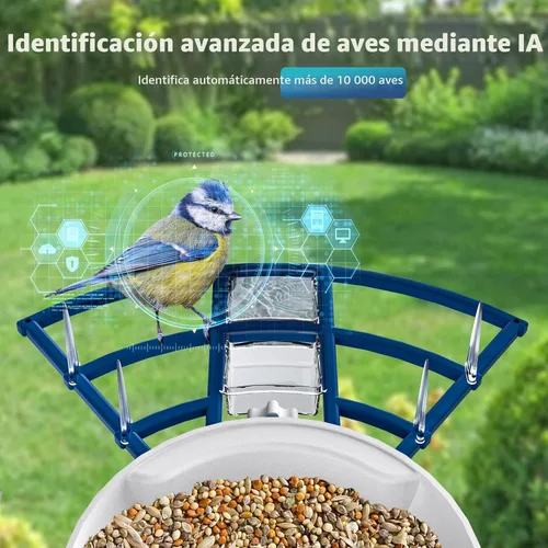 Miniatura 3 de Comedero inteligente para pájaros con cámara, alimentado por energía solar e identificación IA, alimentador de pájaros WiFi de 2.4 Ghz para Azul