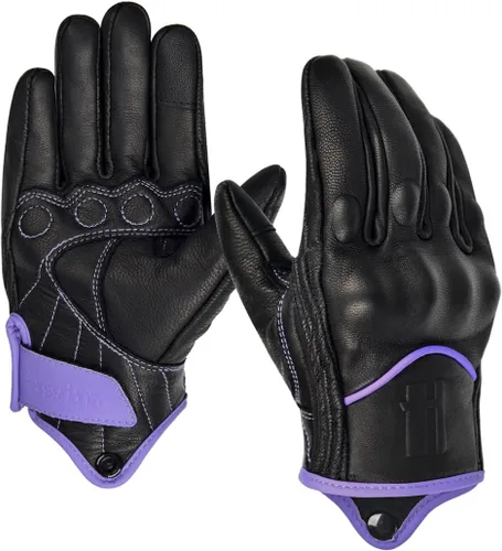 Miniatura 10 de Harssidanzar Guantes de moto para mujer, guantes de cuero para motocicleta, guantes de motocicleta, carreras de carretera, ciclismo, escalada