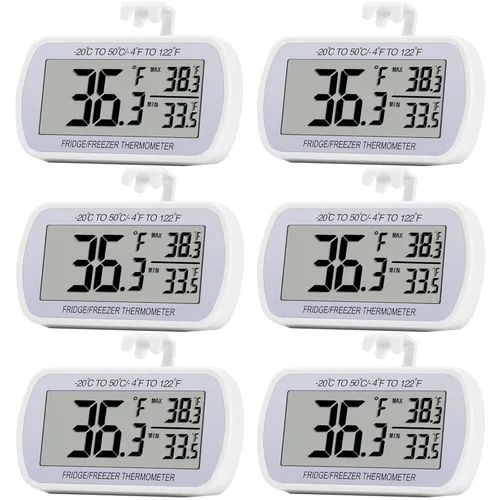 Miniatura 10 de Termómetro de refrigerador digital, termómetro para frigorífico y congelador, termómetro para habitación, resistente al agua, pantalla LCD grande