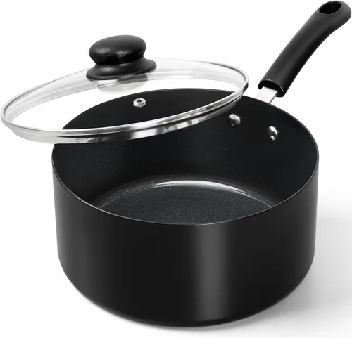 Miniatura 15 de MICHELANGELO Juego de sartenes antiadherentes, cacerola de cerámica con tapa, olla multiusos con tapa, sartenes no tóxicas, 1 cuarto de galón, blanco