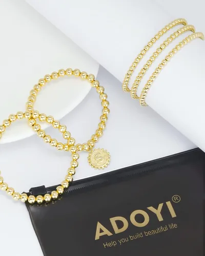 Miniatura 6 de adoyi Gold Silver Bracelets for Women Beaded Bracelet 14K Gold Plated Bracelet Stack Initial Letter A-Z Strand Stretch Bead Stackable Bracelet Set