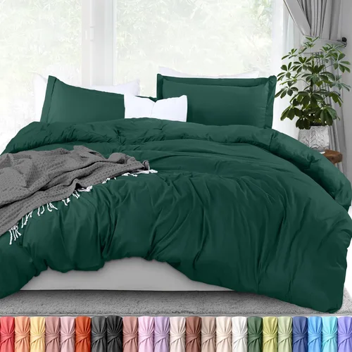 Utopia Bedding Juego de funda de edredón tamaño queen de 3 piezas con cierre de cremallera - 1 funda de edredón de 90 x 90 pulgadas y 2 fundas de