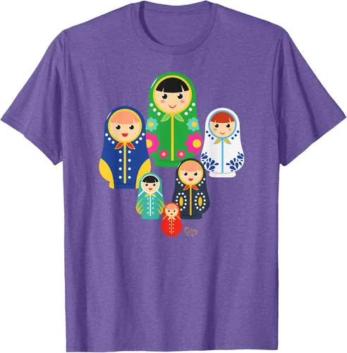 Miniatura 7 de Matryoshka Russian Nesting Dolls, Rusia - Camiseta de regalo, Azul / Patchwork, S