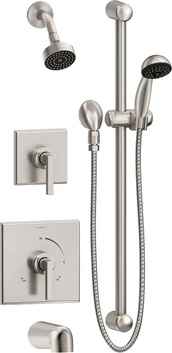 Miniatura 5 de Symmons 3606-H321-V-1.5-TRM Duro - Bañera de 2 manijas y 1 regadera con 1 rociador de ducha de mano en cromo pulido (válvulas no incluidas)